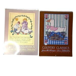 Vntg Cross Stitch Pattern Calendars 1989 1990 Country Classics Vanessa Ann
